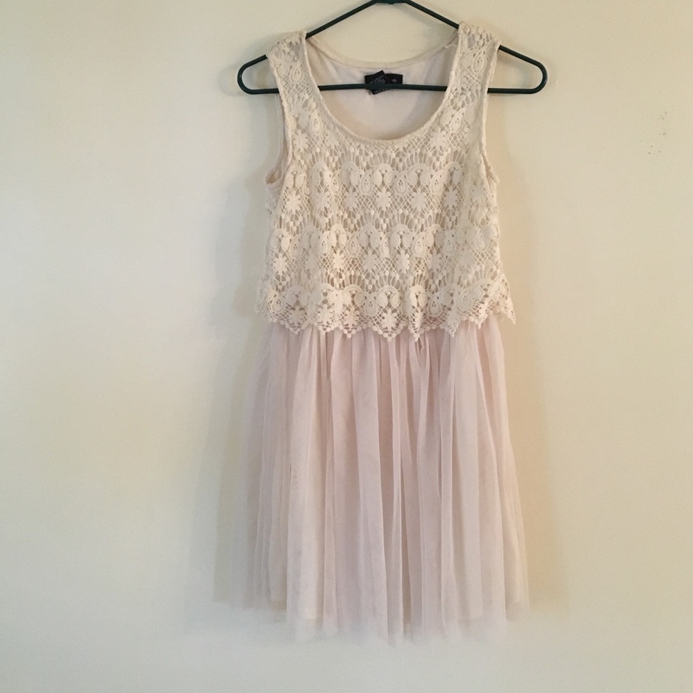 Tulle Skirt Dress w/ Lace Overlay